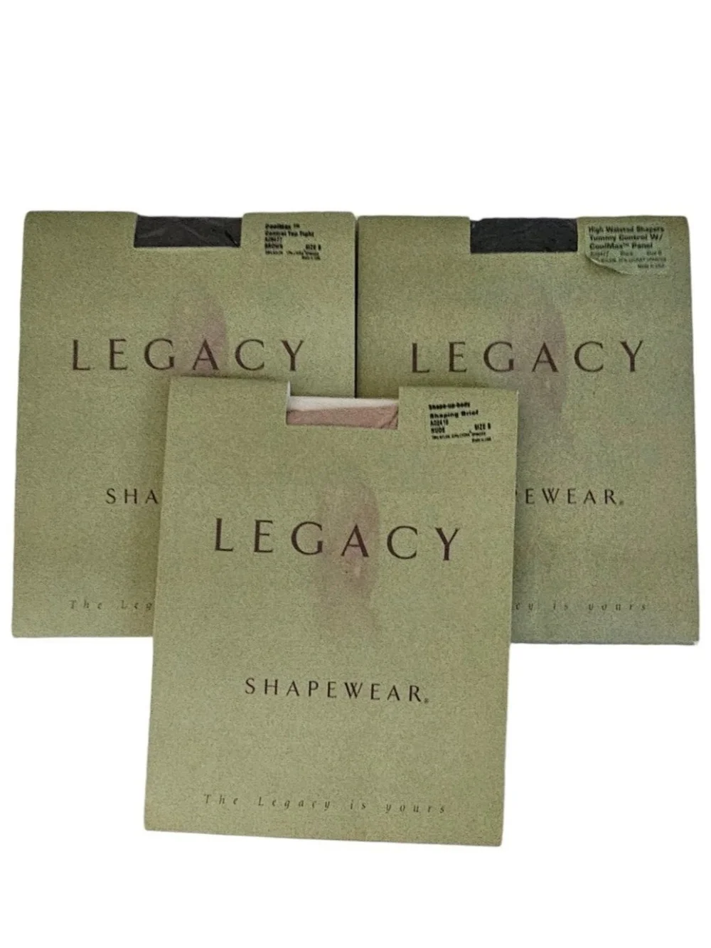 3 Legacy Pantyhose B Shapers CoolMax Shaping Black Brown A08477 & A02418 Nude